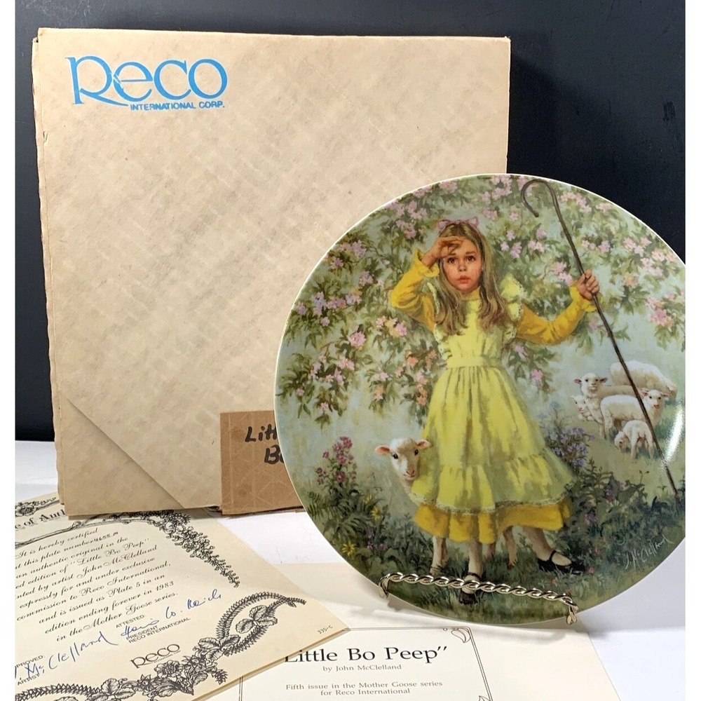 Reco Little Bo Peep Collector Plate John McClelland Mother Goose 1983 4655M IOB